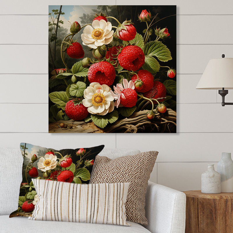 Renaissance, peinture d'un fruit aux fraises II - fruits, art mural en métal, H 29 po x l 29 po