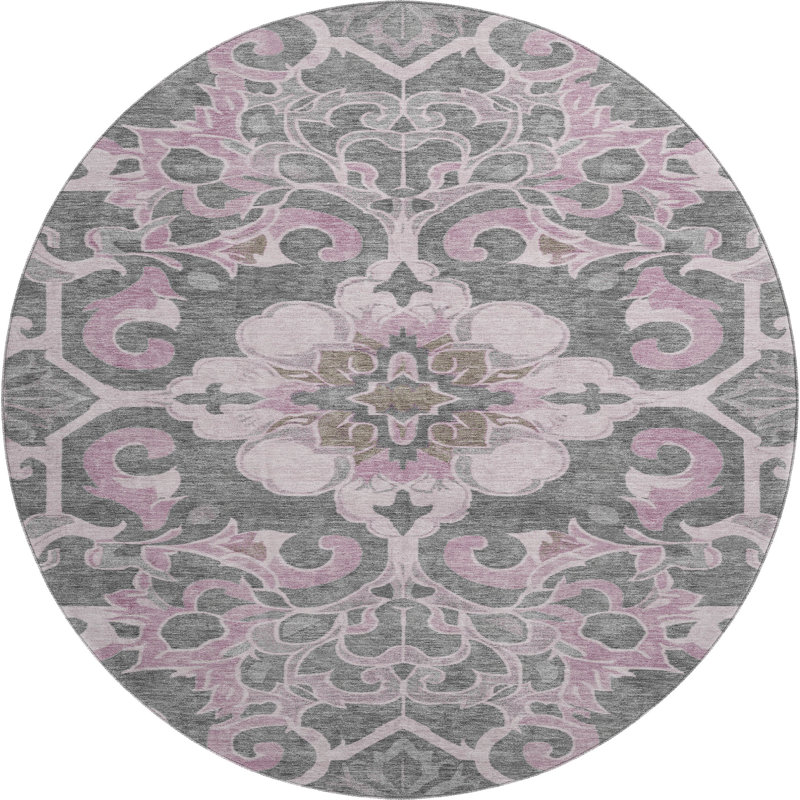 Premium Machine Washable Ralston AMF1947 Global Rug, Round 8'