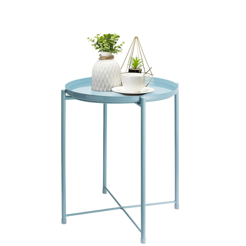 Otwell Steel Tray Top End Table, Mint Blue, Mint Blue