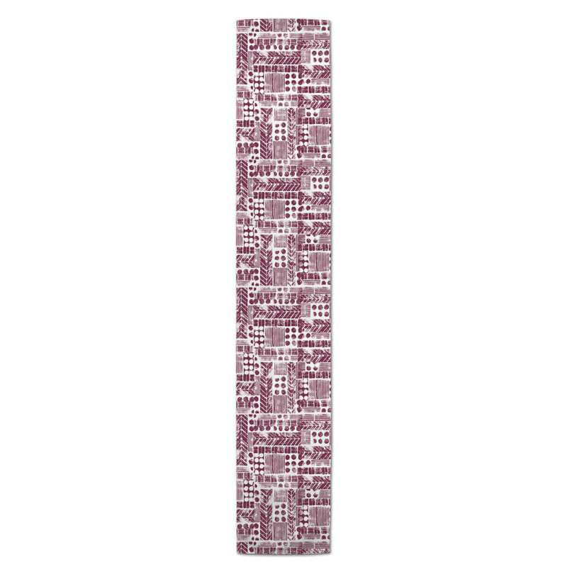 Chemin de table aztec tribal stamp Harvir, Bourgogne, 72 po x 16 po