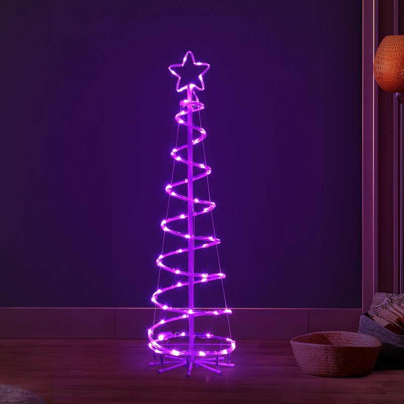 Arbre de Noël en spirale à DEL multicolore 4 pi avec télécommande, décoration pour arbre de Noël illuminé avec étoile, H 4 pi