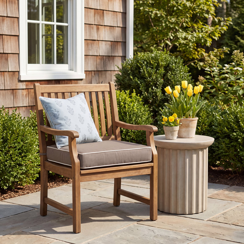 Charton Indoor/Outdoor Sunbrella Seat Cushion, 25" W x 25" D, Canvas Taupe Sunbrella® Canvas