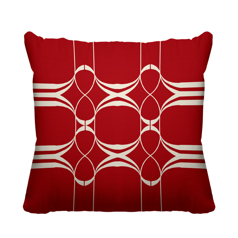 Coussin Tribal Abstract, Rouge, L 19 po x H 19 po