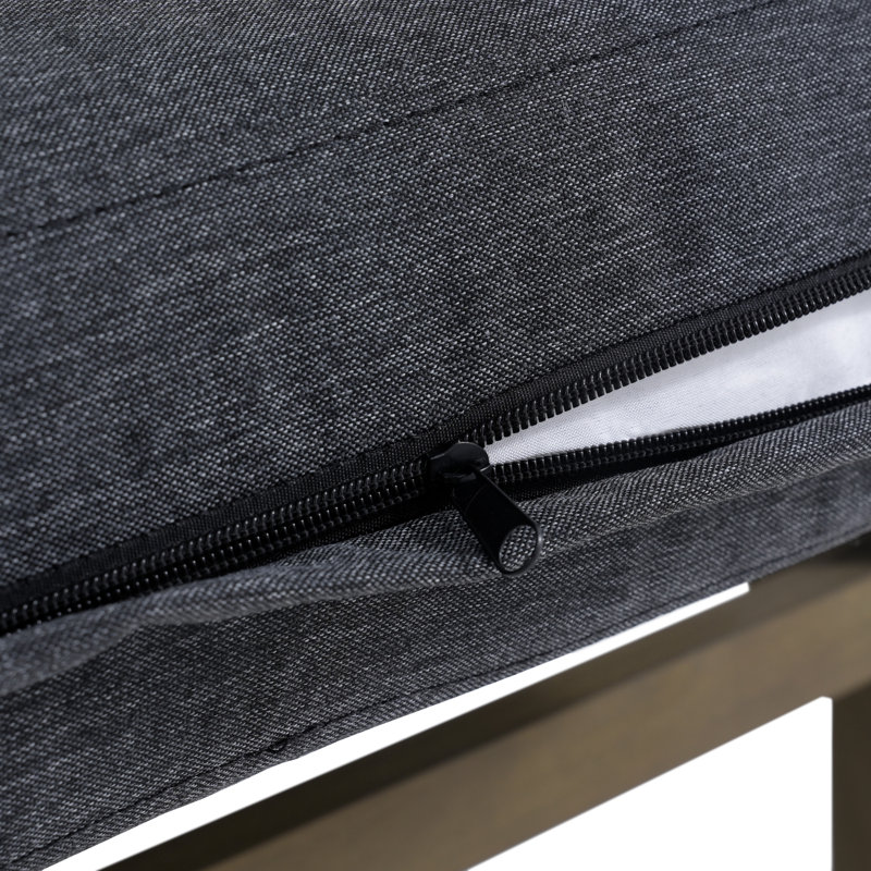 Ensemble de patio d'extérieur pour quatre personnes en teck avec coussins et deux tables Junco, Brun, Gris foncé