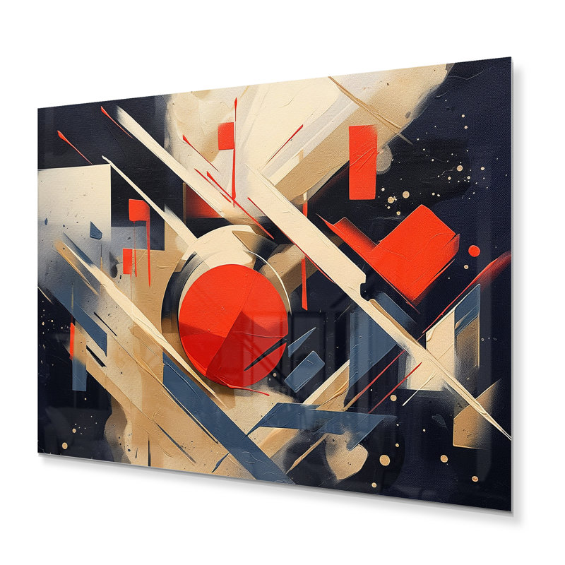 Rouge, noir, rouge, noir, profondeur, coin I - Impression de formes abstraites sur métal, H 16 po x l 32 po