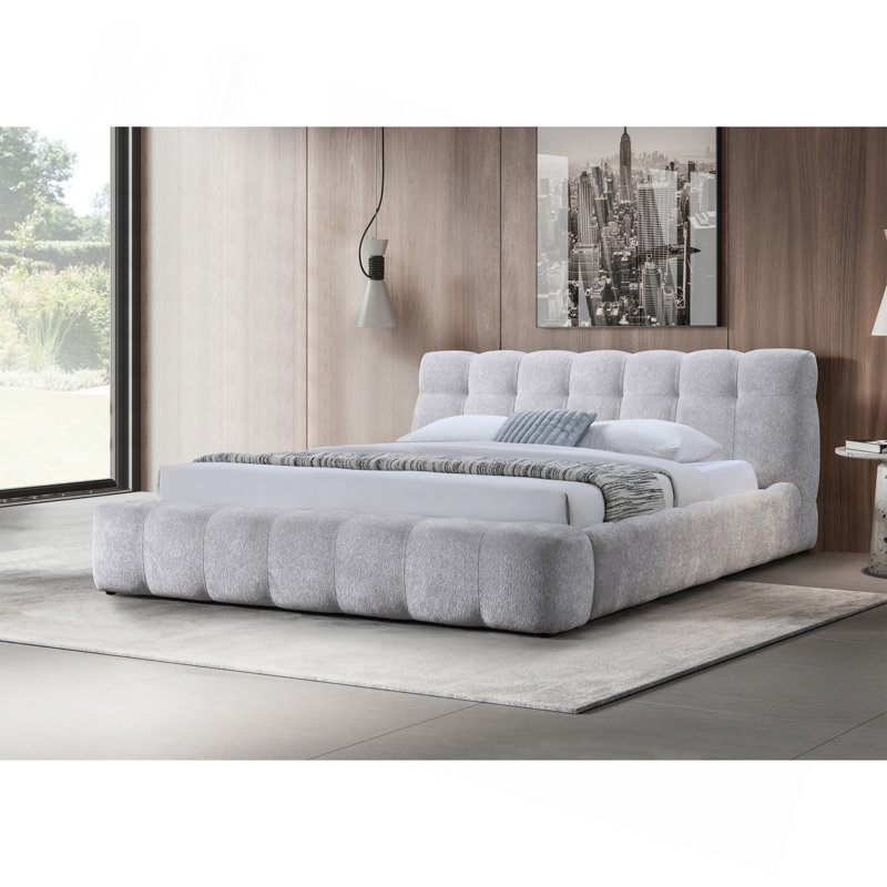 Gray Chenille Eastern King Bed
