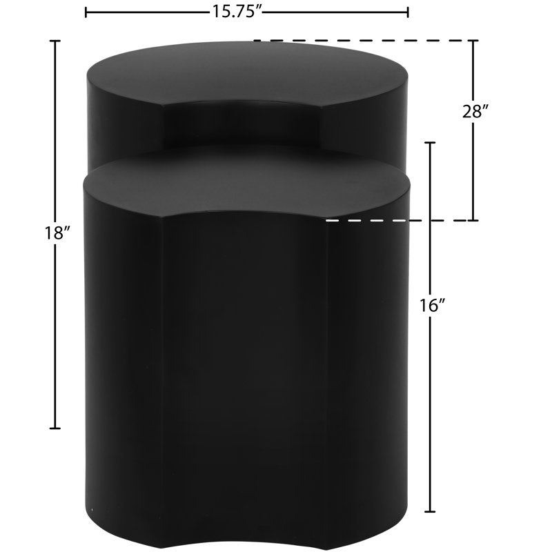 Table de bout Ismah, Noir, H 18 po x l 28 po x P 15,75 po