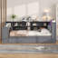  Lit plateforme double avec lit gigogne, tête de lit DEL, station de recharge et rangement, gris-1718726258