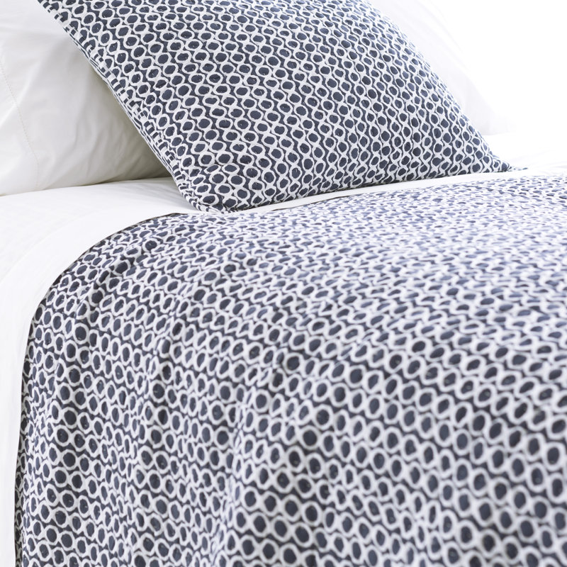 King Size Indigo Reversible Cotton Quilt Set