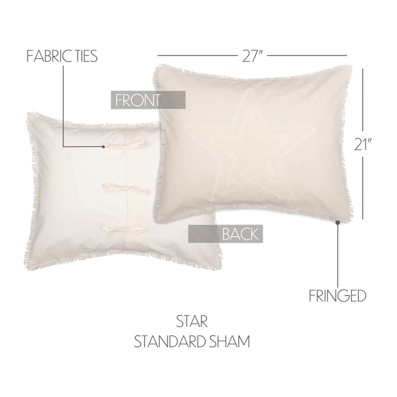 Burlap Antique White Star Standard Sham, Standard, Antique White