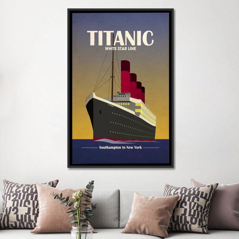 « titanic ocean, art déco » par michael tompsett, affiche rétro sur toile, H 48 po x l 32 po x P 1,5 po, Pas de tapis