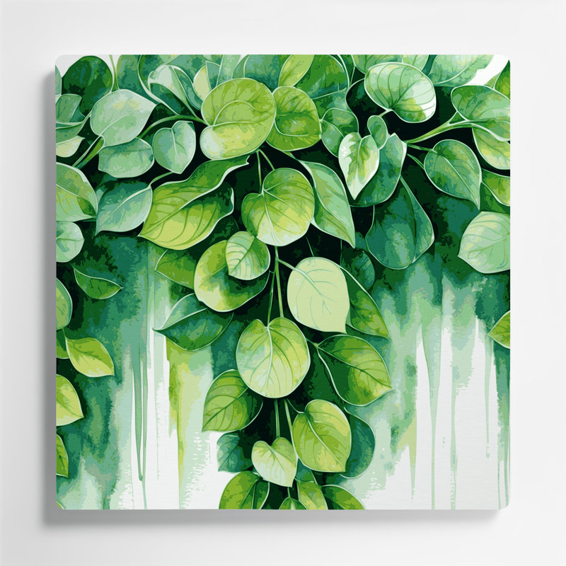 Botanical Pilea Green Metal Wall Art