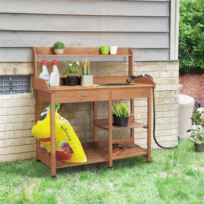 Potting Bench Table with Removable Sink