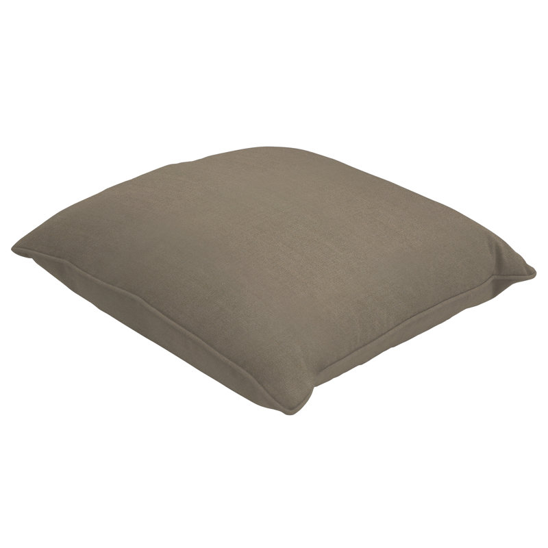 Sunbrella Single Piped Throw Pillow, 22" H x 22" W, Cast Silver Sunbrella Plainweave