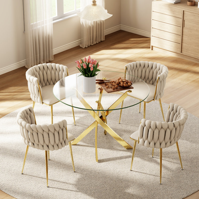 Table de salle à manger Azaryah, Beige, H 29,5 po x L 36 po x l 36 po