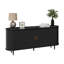 Buffet 70 po avec portes tambour rondes, grand tiroir de rangement, tablettes réglables et pieds en bois massif pour la salle à manger, le salon et le vestibule-1299452112