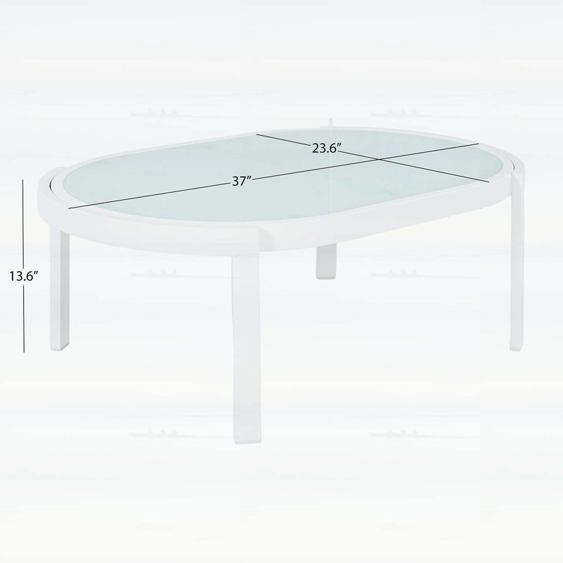 Table basse d'extérieur moderne avec plateau en verre trempé