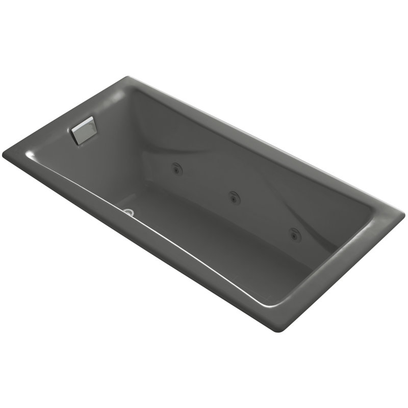 Tea-for-Two 72" x 36" Whirlpool Bathtub, Thunder Gray, Drop In