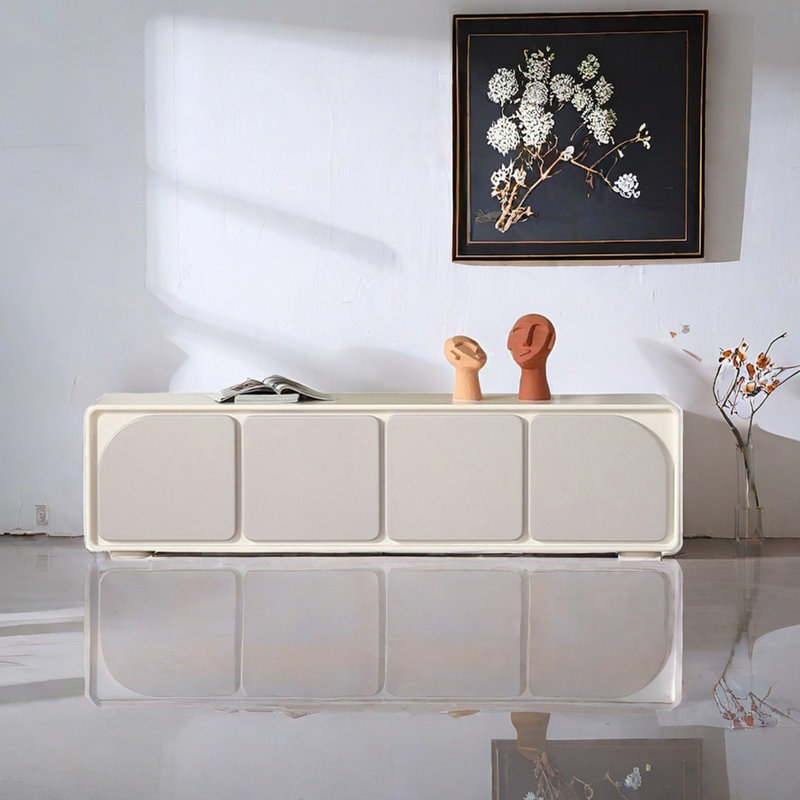 Meuble télé Modern Minimalist, Gris / Crème, 70.86"