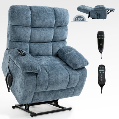 Lift Recliner Chair Heat Massage Dual Motor Infinite Position Up To 350 LBS Large Electric Power Lift Recliners With Power-Remote, Medium-Firm And Heavy Duty