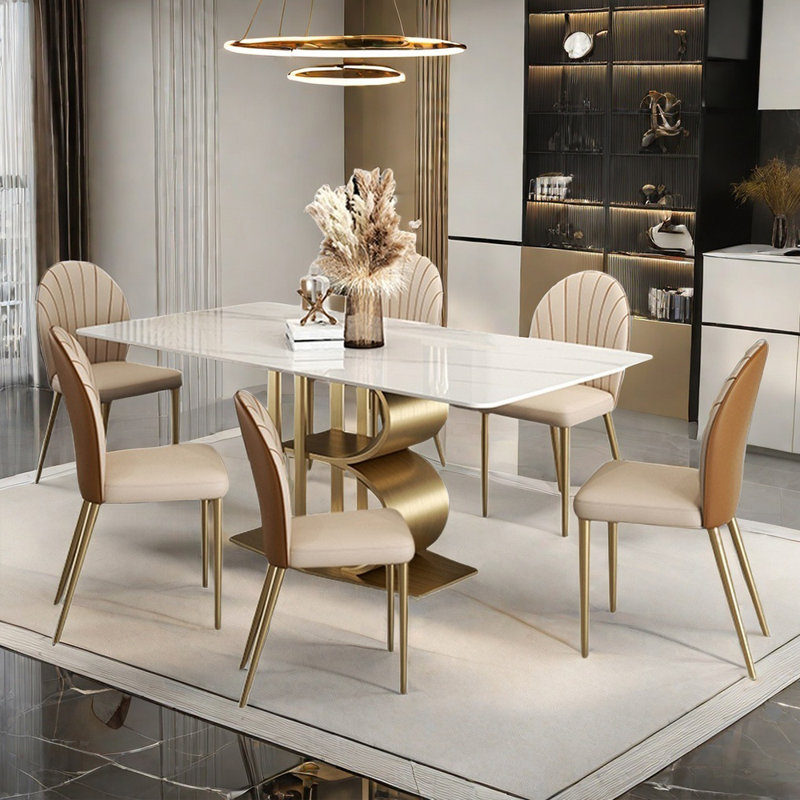Ensemble de table de salle à manger rectangulaire italien moderne, H 29,5 po x L 55,1 po x l 31,5 po
