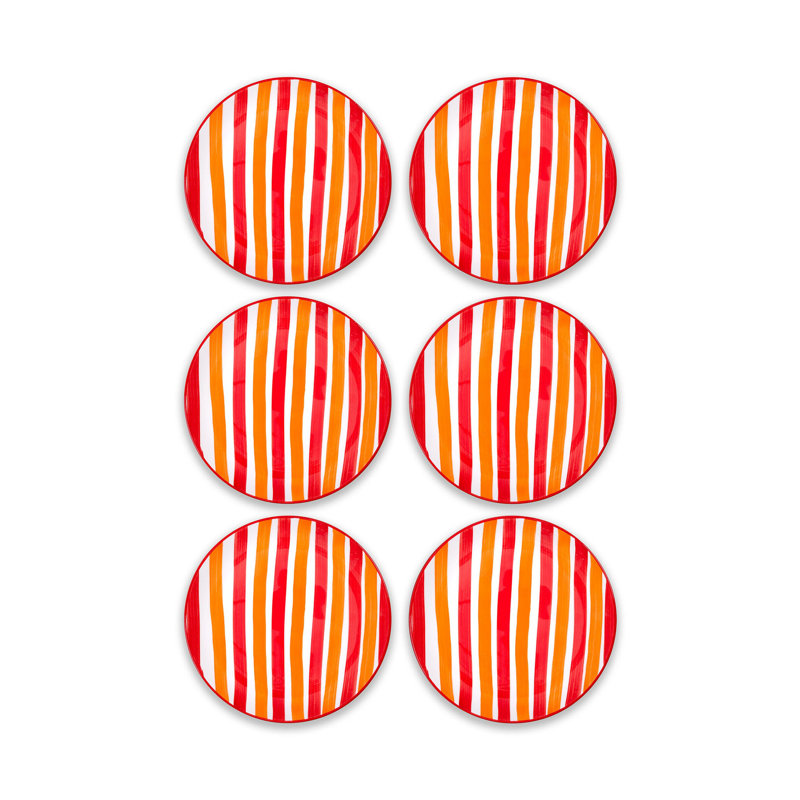 Ensemble d'assiettes à dessert élégantes en céramique (6 pièces), orange, 7,5 x 7,5 x 0,8 pouces | 100% céramique, va au lave-vaisselle | Idéal pour servir des desserts, des fruits et des collations | Élégant et fonctionnel essentiel à manger