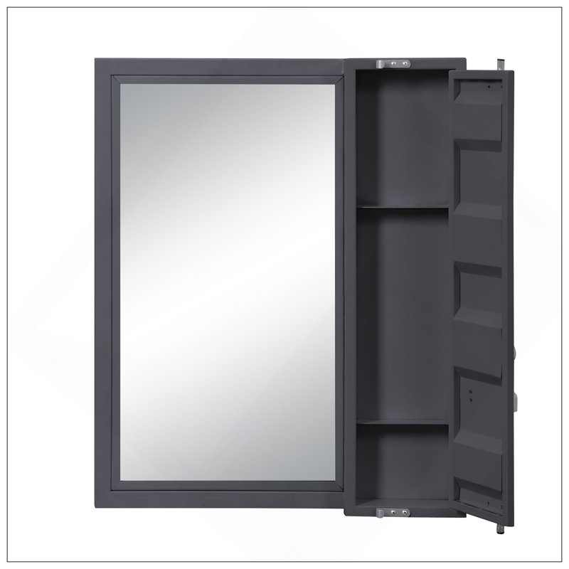 Cargo Vanity Mirror With Secure Storage And Clear Reflection For Modern Spaces, Gunmetal