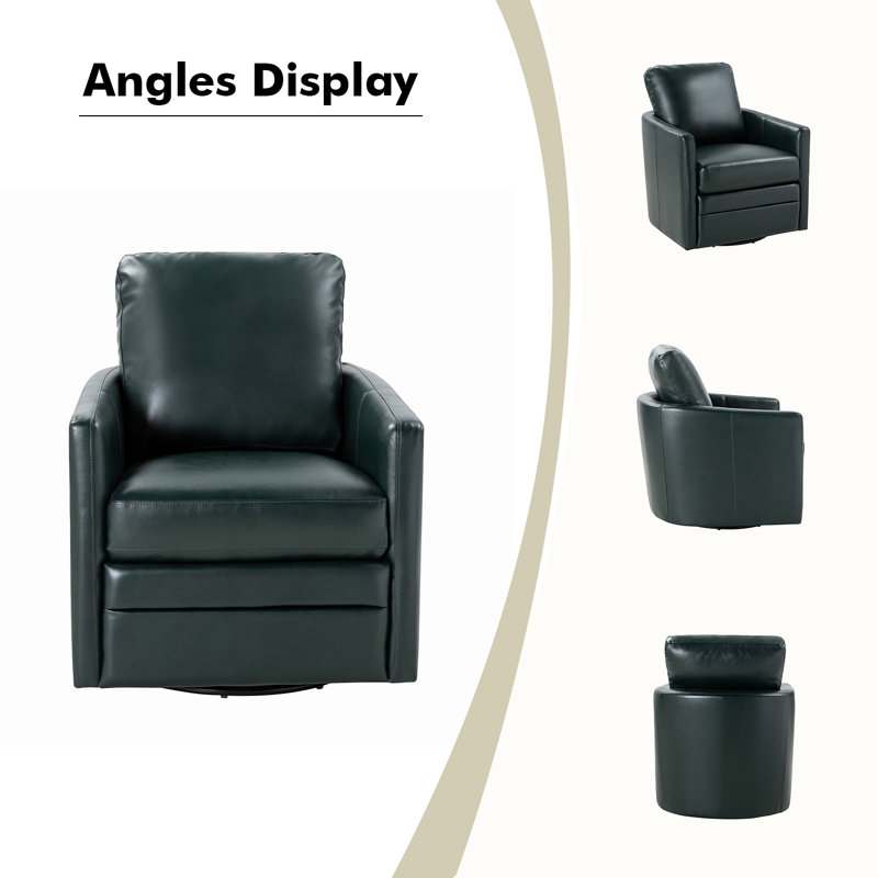 Amany Faux Leather Swivel Barrel Chair, Green