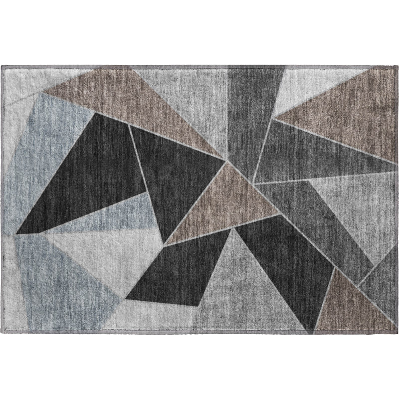 Premium Machine Washable Mayfield AMF636 Geometric Rug, 1'8" x 2'6", Chocolate