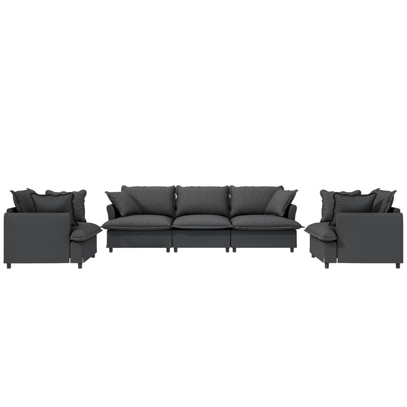 Latitude Run® 3 Piece Living Room , Modular Chenille Sectional With ...
