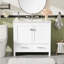Meuble-lavabo 36 po avec lavabo en céramique, portes à fermeture en douceur, tablettes de rangement doubles et tiroir divisé - Armoire de salle de bain moderne avec rangement-1366896668