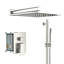 Wall Mounted Shower System, 10 Inch Square Rainfall Head, 26.18 Adjustable Slide Bar, Dual Function, Easy Installation, Brushed Nickel Finish Rain System With Rough - In Valve, Handheld Shower,