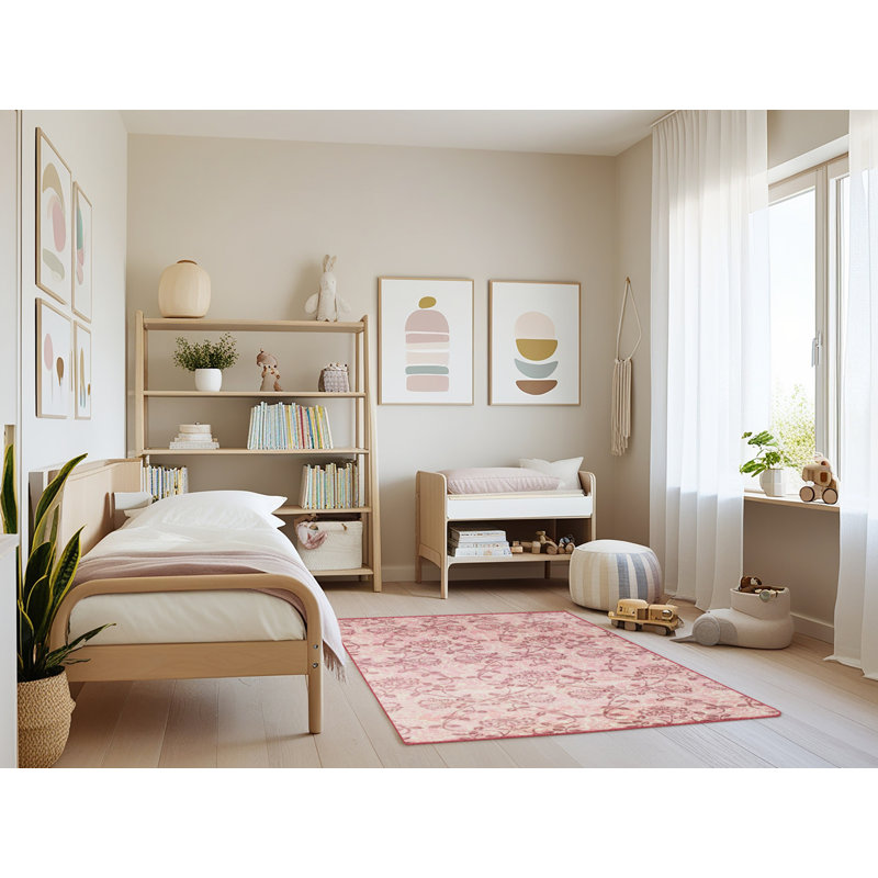 Tapis beige/rouge contemporain, Rectangle 3 pi x 5 pi