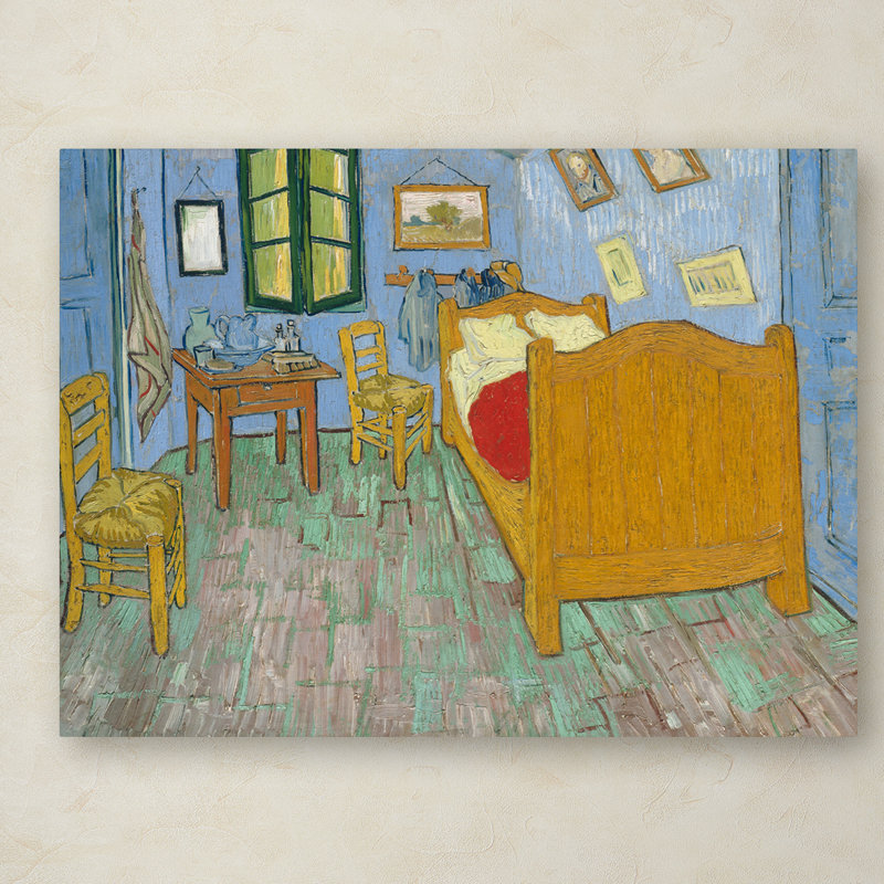 « the chambre », reproduction de peinture à l’huile sur toile, H 14 po x l 19 po x P 2 po, Toile tendue, Pas de tapis