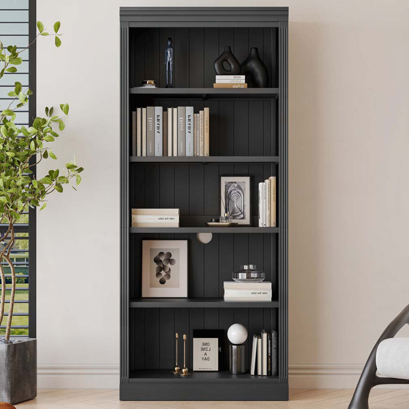 5-Tier Decor Bookshelves with Adjustable Shelves,Storage Organizer for CDs/Books/Movies, Black