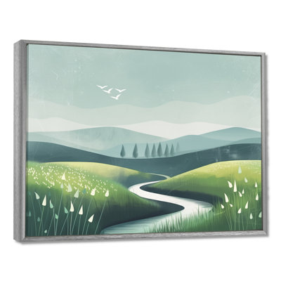 Étang vert gris Meadows en Toscane III - ferme, art mural salon