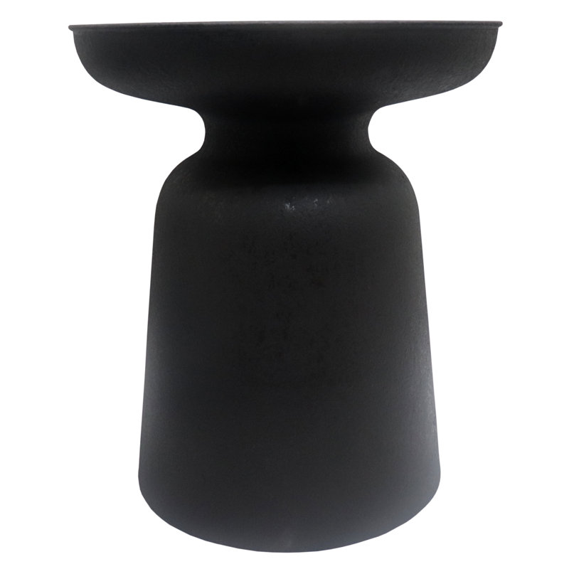 Shenna Handcrafted Modern Solid Round Drum End Table, Matte Black