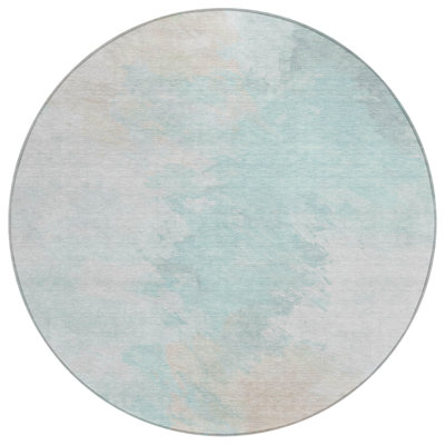Braeas Seafoam Washable Indoor-Outdoor Rug - LOOMLAN