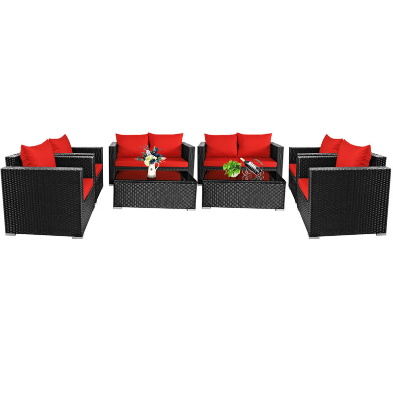 8 - Person Patio Conversation Set, Red