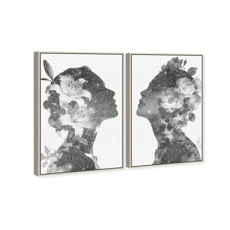 Nocturne Bloom Set Set by Oliver Gal, 37" H x 25" W, Silver Floater Frame
