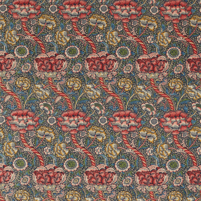 Wandle Fabric, Indigo/Carmine