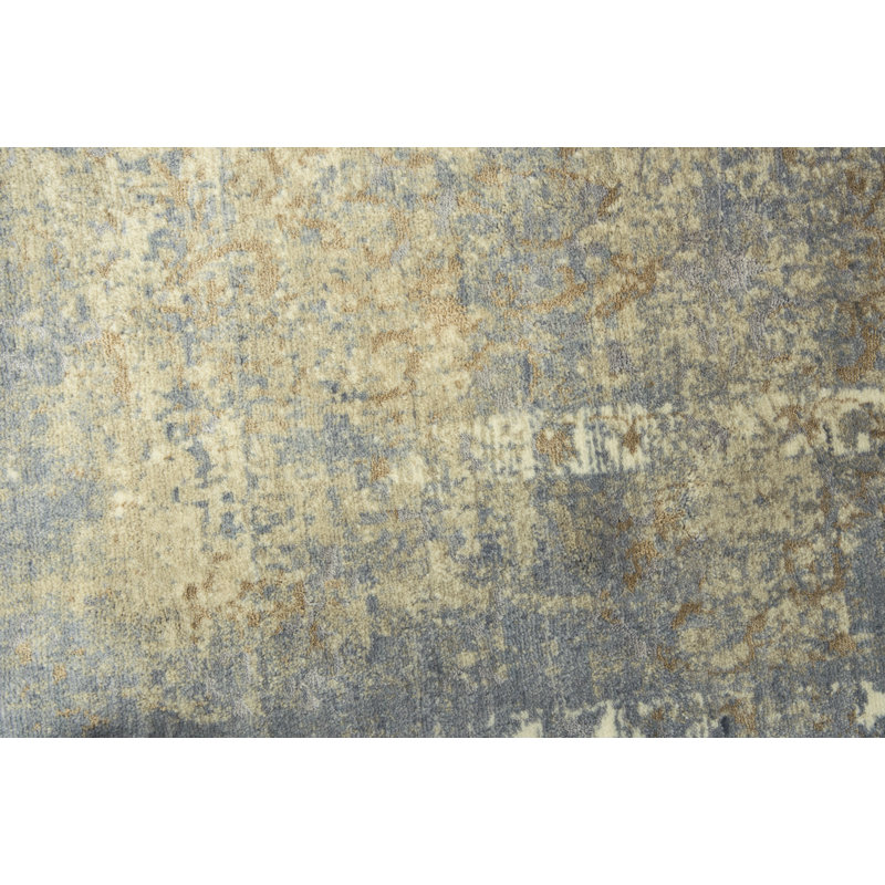 Tapis beige / gris en laine Power Loom, Rectangle 9 pi x 12 pi