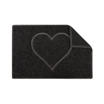 Heart Embossed Doormat in Black with Open Back
