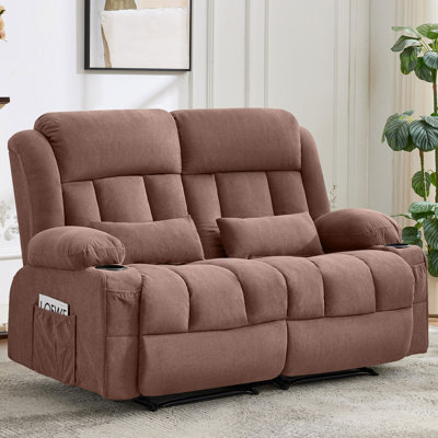 Reclining Loveseat Sofa for Living Room, Ergonomic Backrest with Cup Holders&Side Pockets