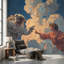 Décoration murale astronaute papier peint nuages moderne-738610373-738610395