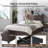 Walnut Wooden Bed with Headboard,USB Port,4 Storage Drawers-367448306