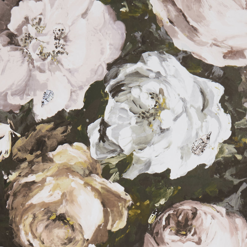 Floretta 10.05m x 52cm Satin Wallpaper Roll, Blush/Charcoal