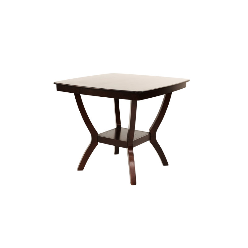 Table carrée en bois massif à hauteur de comptoir avec tablette Opulence - Design moderne