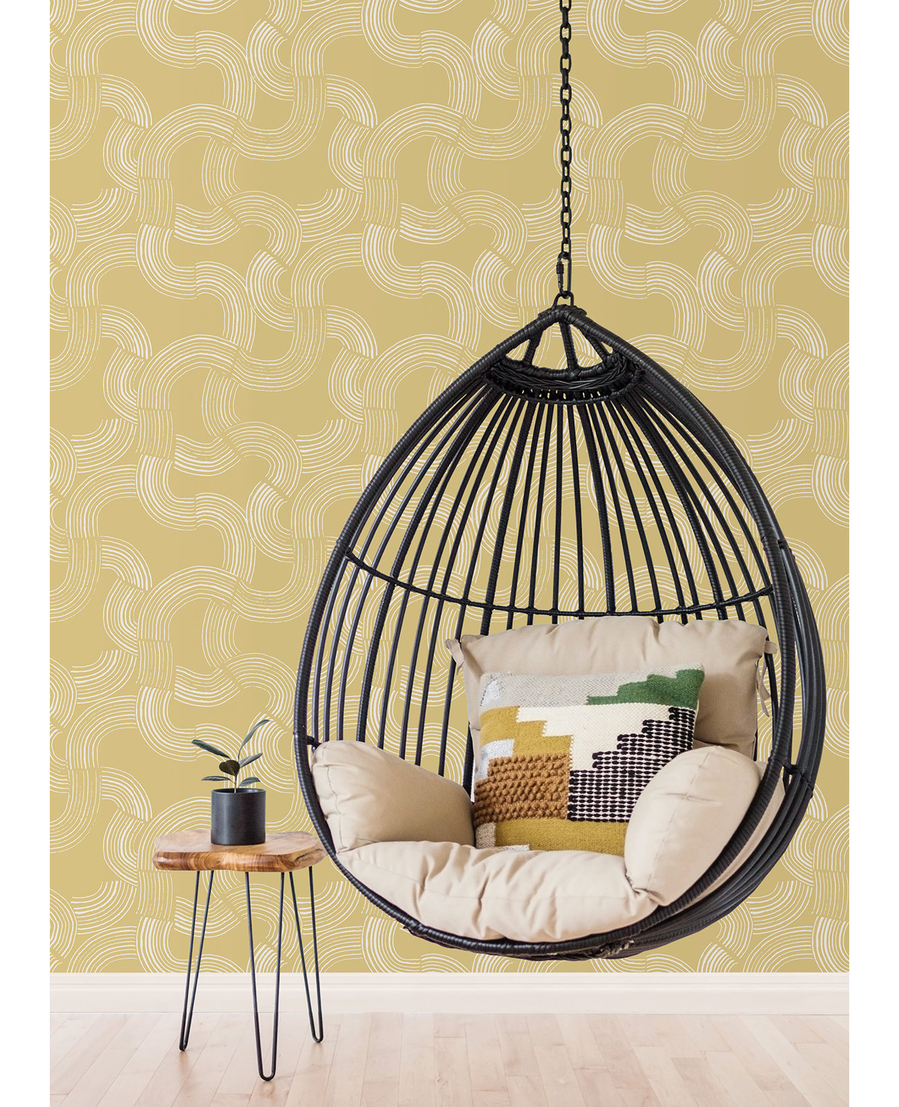 Diamond Mid-Century Peel & Stick Abstract Wallpaper, Mustard