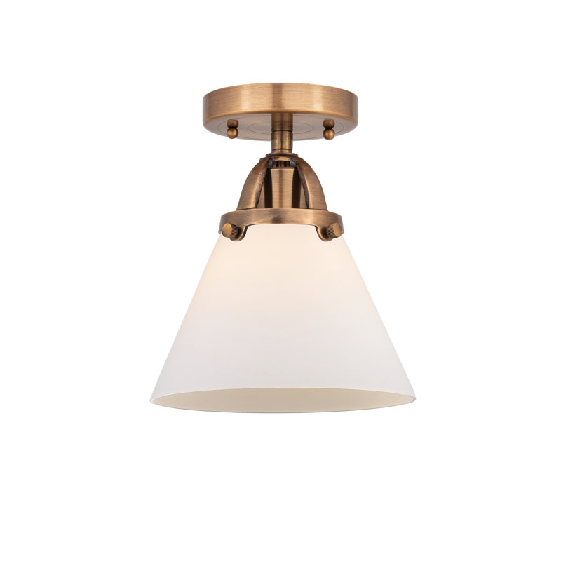 Plafonnier semi-encastré en verre à DEL, Cuivre antique, Blanc mat, H 9,5 po x l 7,75 po x P 7,75 po